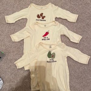 Set of 3 0-6 month yellow long sleeve sleep outfits!